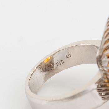 Citrine and brilliant cut diamond cocktail ring.
