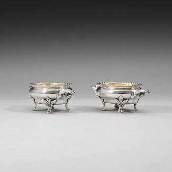 A pair of Swedish 18th century parcel-gilt salts, Erik Niklas Thomé.