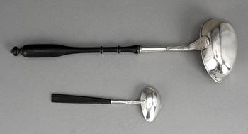 SOPPSLEV samt SÅSSLEV. Silver, Gränna 1802 resp Göteborg 1967.