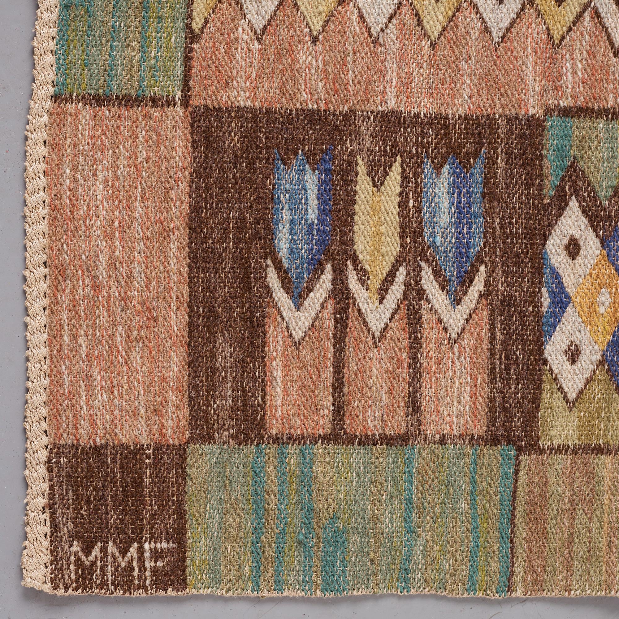 MÄRTA MÅÅS-FJETTERSTRÖM, VÄVNAD, "Crocus", inplock på linnebotten, ca 69 x 151 cm, signerad MMF.