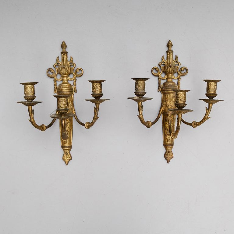 VÄGGLAMPETTER, 1 par, gustaviansk stil, 1800-talets mitt.