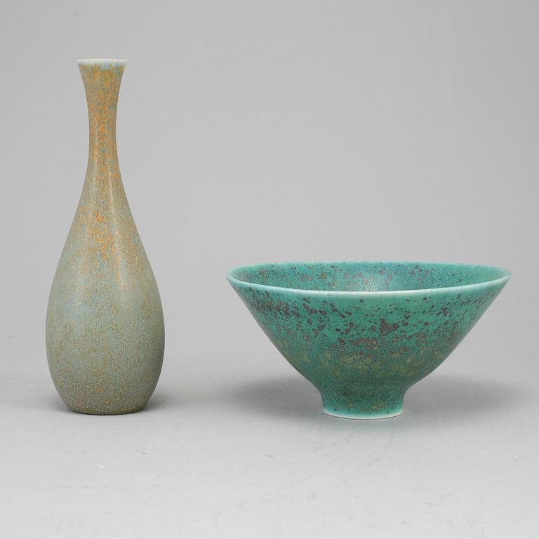 CARL-HARRY STÅLHANE, a stoneware vase and bowl, Rörstrand, Sweden, mid 20th century.