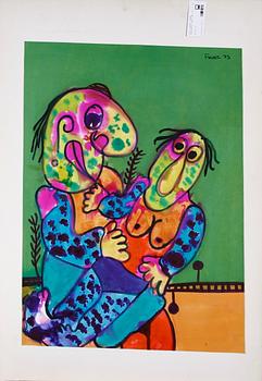 CLAUDE FLAVET, blandtekniker, 3 st, sign och dat -73.