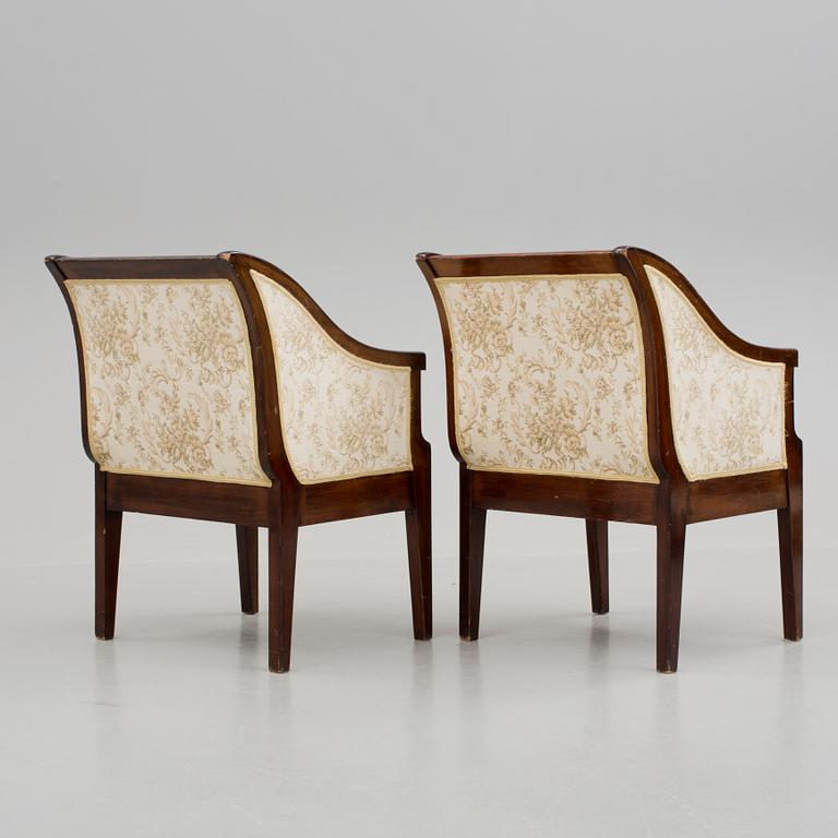 FÅTÖLJER, ett par, 1900-talets första hälft.