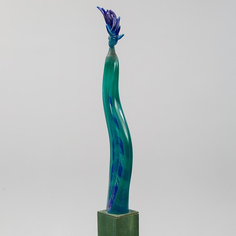 KJELL ENGMAN, a unique sand cast glass sculpture, Kosta Boda, Sweden.