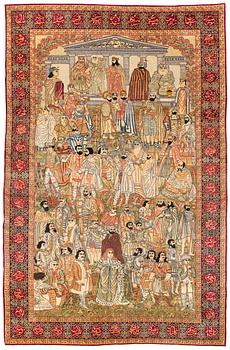 1188. ANTIK KIRMAN LAVER FIGURAL. 227 x 147 cm.