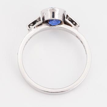 Sapphire and brilliant-cut diamond ring.