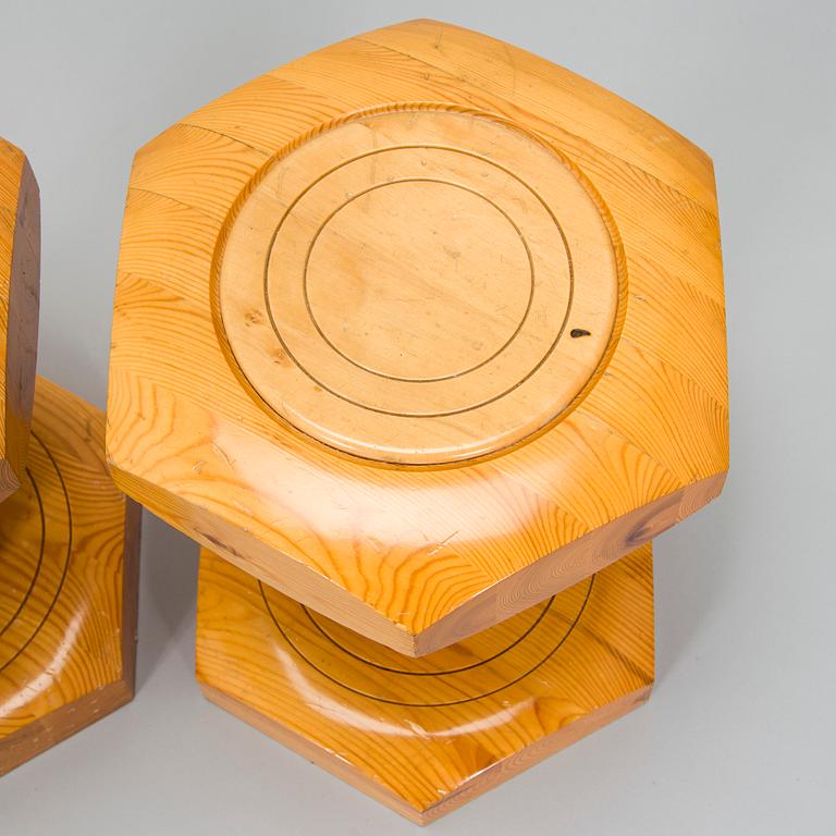 A set of two 1960/70s pine stools.
