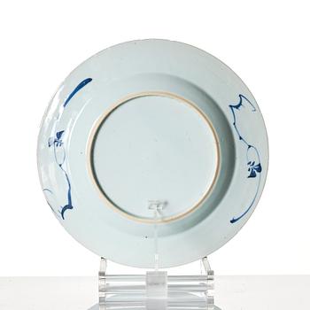 A set of eight blue and white dinner plates, Qing dynasty, Kangxi (1662-1722).