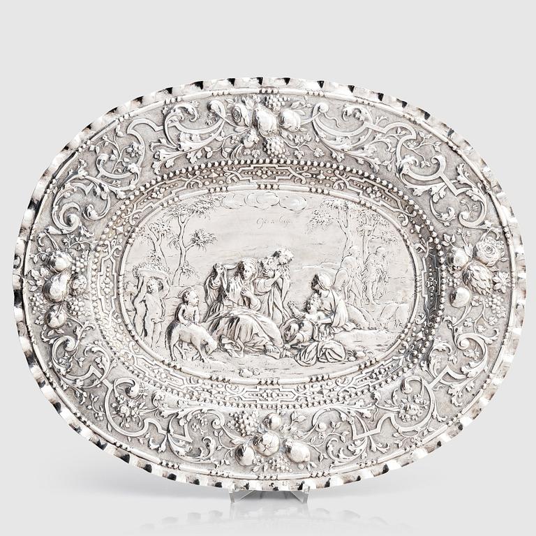 Christian Henning, presenterfat, silver, Stockholm 1713. Barock.