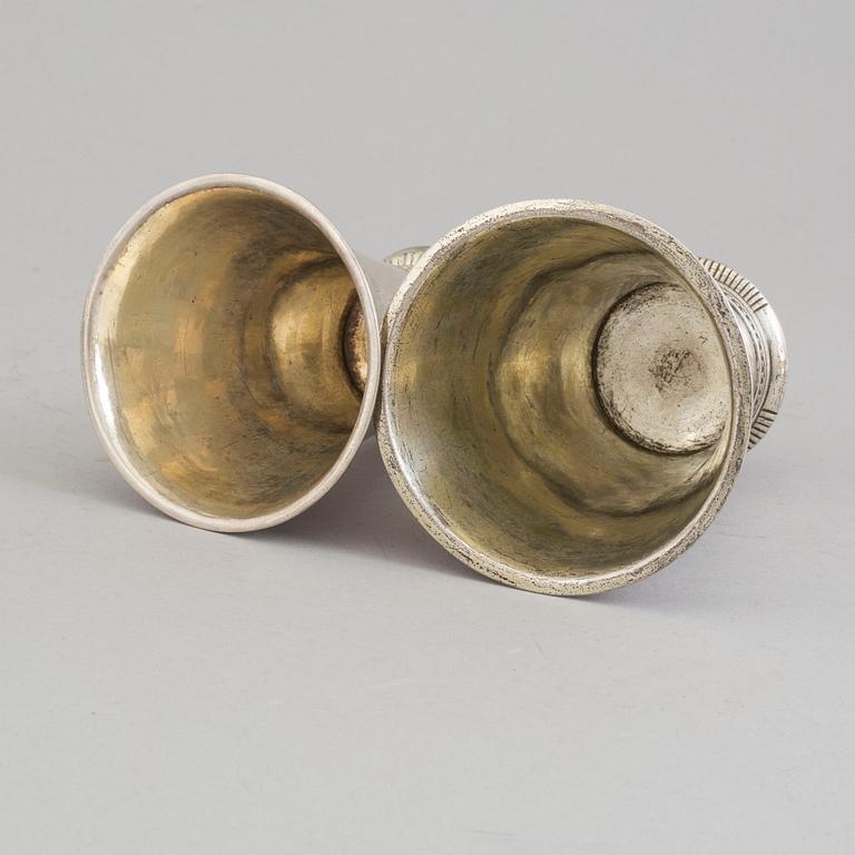 TWO SWEDISH SILVER BEAKERS, 18TH CENTURY.