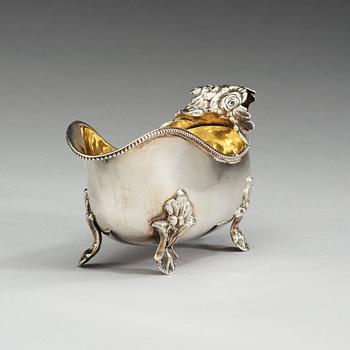 A Swedish 18th century parcel-gilt cream-jug, makers mark of Anders Schotte, Uddevalla 1793.