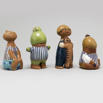 LISA LARSON, figuriner, stengods, 4 st, "Larsons ungar", Gustavsberg.