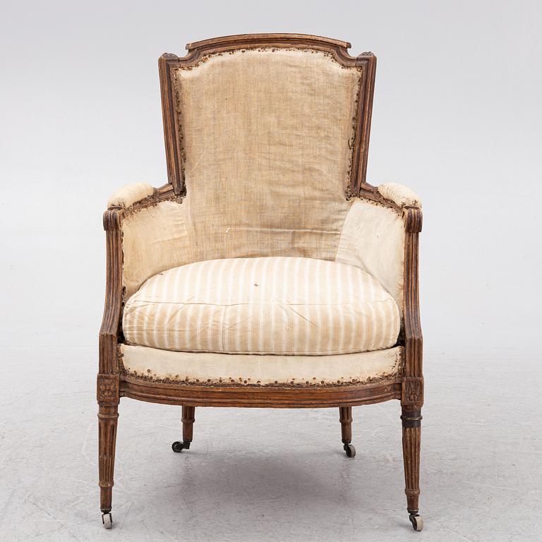 A French armchair, Directoire, early 19th century.