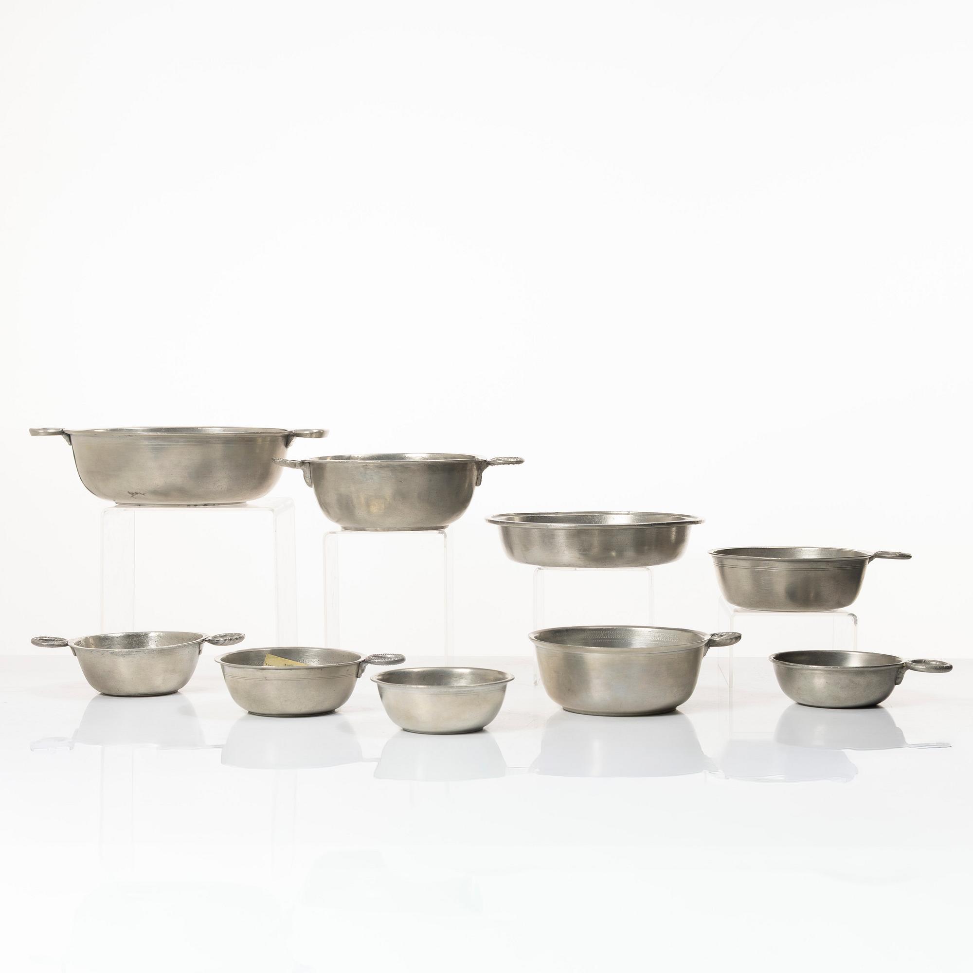 Bowls/ladles, 9 pcs, various masters.