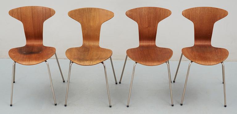 STOLAR, 4 st, "3105 / Munkegårdsstolen / Myggan", Arne Jacobsen, Fritz Hansen, Danmark, 1900-talets andra hälft.