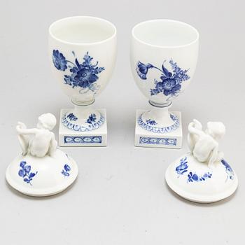 ROYAL COPENHAGEN, a pair of blue and white 'Blå Blomst' porcelain vases.