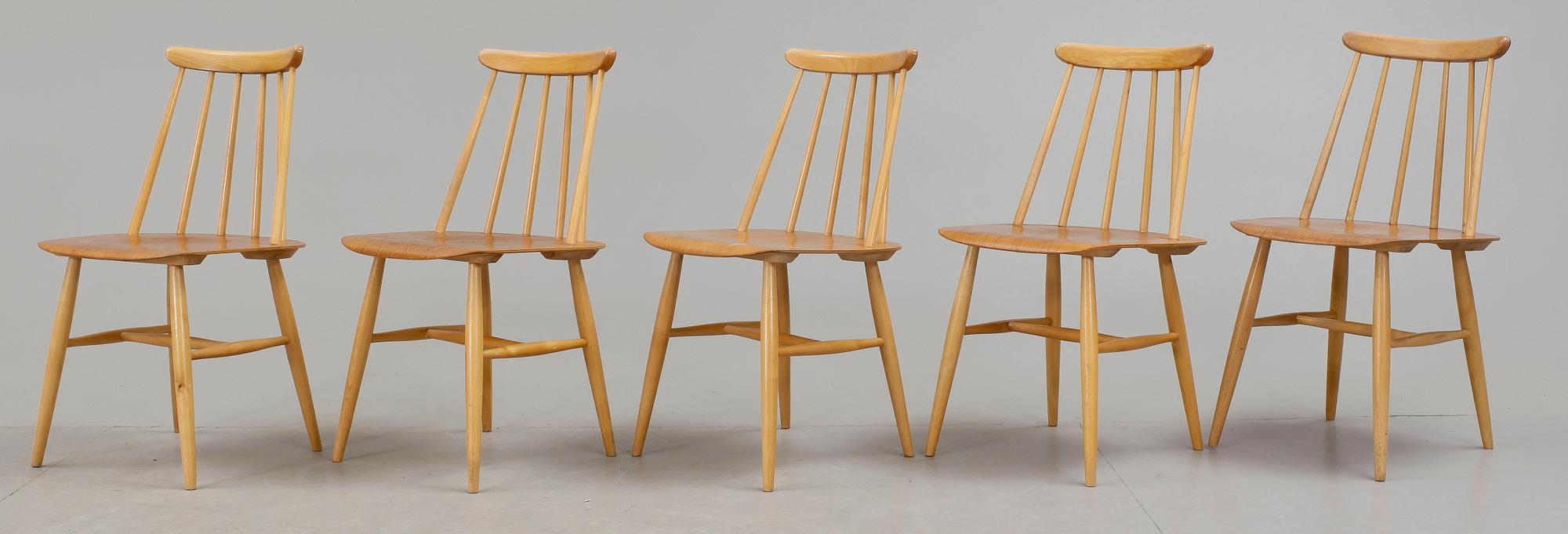 BORD samt STOLAR, 6 delar, "Fanett", Ilmari Tapiovaara. Edsbyverken, 1900-talets andra hälft.