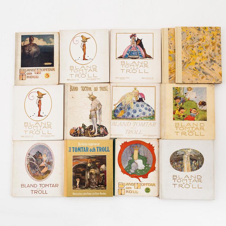 13 volumes 'Bland tomtar och troll', different publishers, 1907- late 20th century.