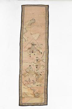 Broderi delar, fyra delar, siden. Qingdynastin.