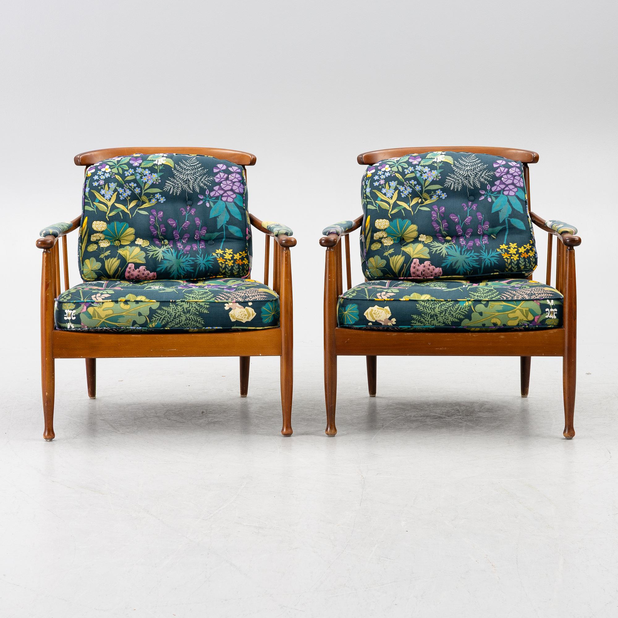 Kerstin Hörlin-Holmquist, armchairs a pair, "Skrindan", OPE-Möbler, second half of the 20th century.