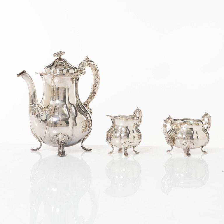 Cohr, kaffeservis, 3 delar, silver, rokokostil, Danmark 1900-tal.