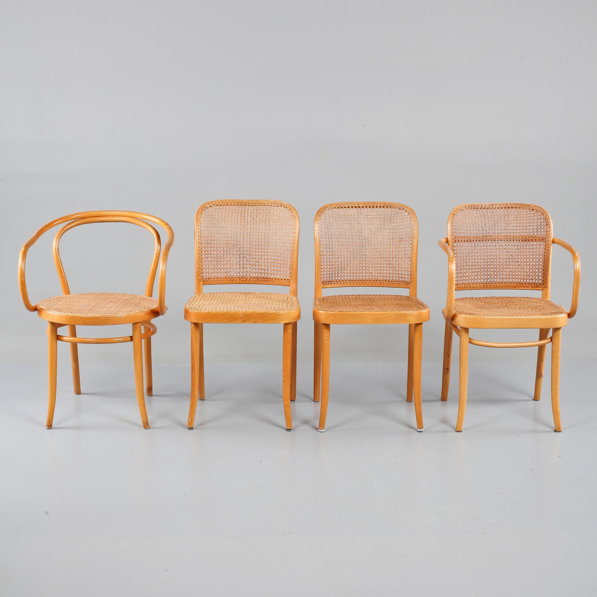 STOLAR, 2 st samt KARMSTOLAR, 2 st, Thonet-stil, 1900-talets andra hälft.