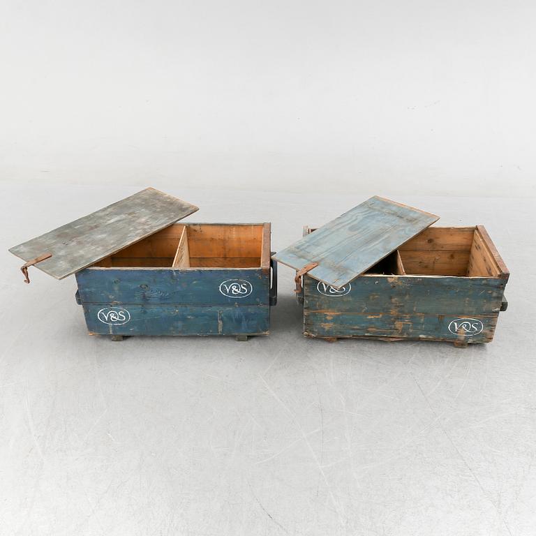 Two wooden boxes, early 1900's.