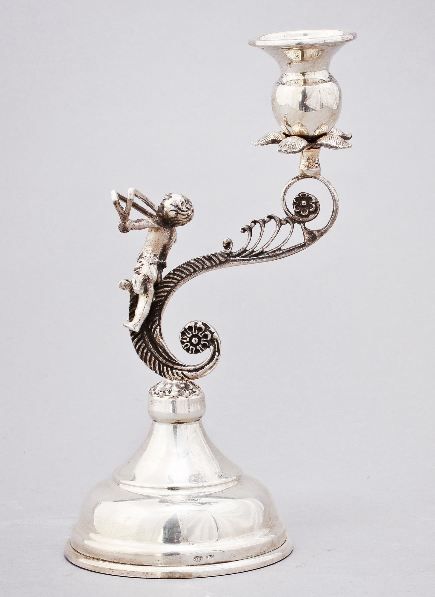 LJUSSTAKE, silver, importstämplar, 1900-talets första hälft. Tot. v. 179 g.