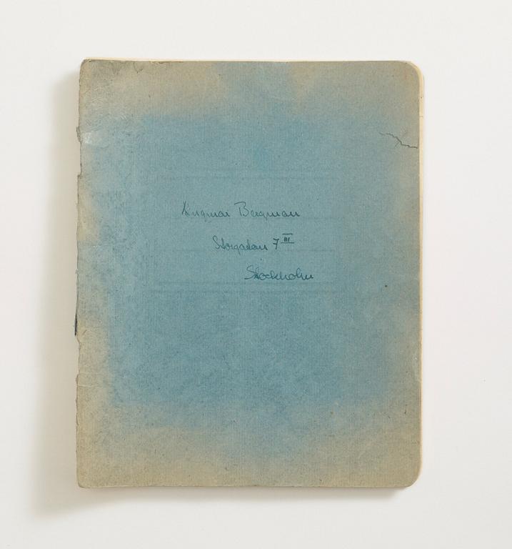 INGMAR BERGMAN (1918-2007), writingbook with drama, first version of "Hets", 1930s.