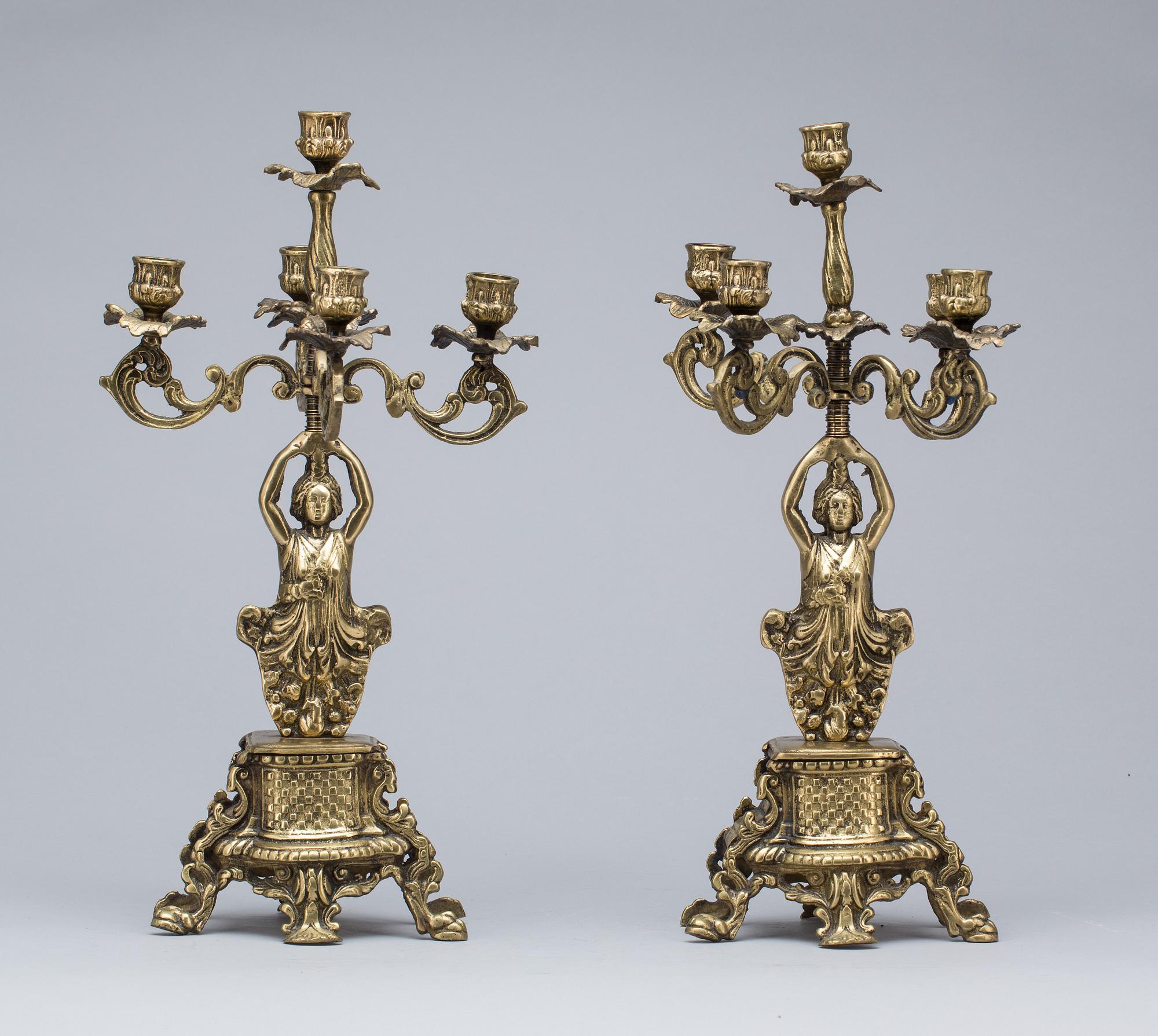 KANDELABRAR, ett par, omkring 1900.