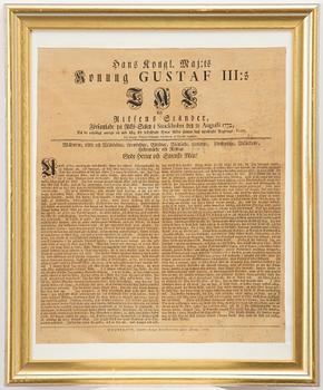 Gustaf III:s regeringsförklaring från 1772.