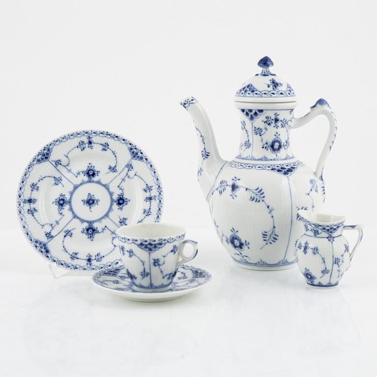A 26-piece porcelain coffee sevice, half lace 'Musselmalet', Royal Copenhagen, Denmark.
