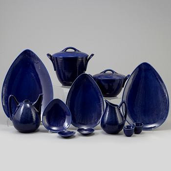 A Swedish Rörstrand 'Blå Eld' part dinner service. Design by Herta Bengtsson. (41 pieces).