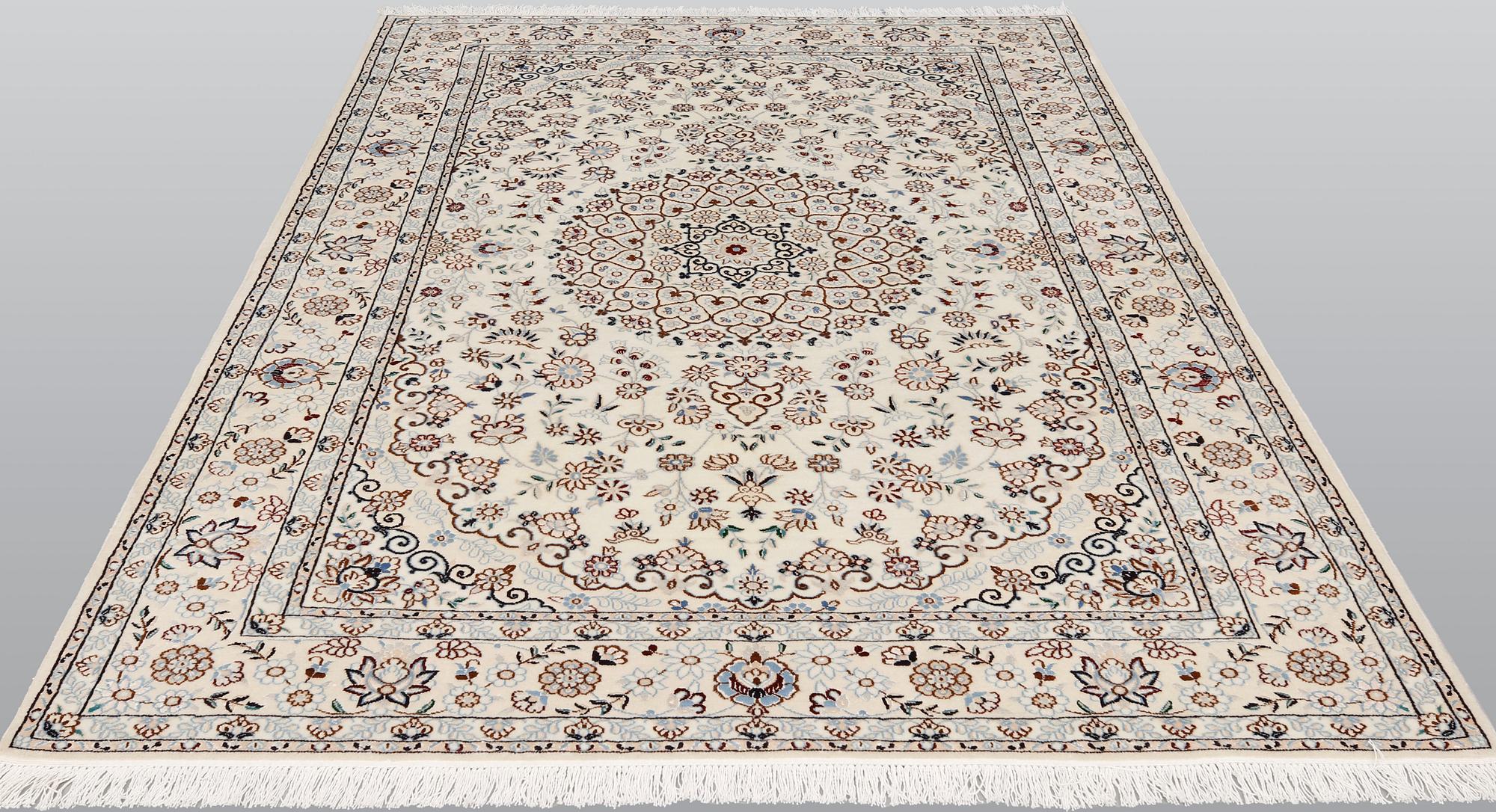 A part silk, Nain carpet, so called 9 LAA, ca 243 x 168 cm.