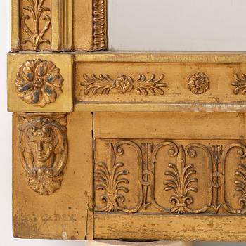 A late Gustavian giltwood mirror, Stockolm circa 1800.