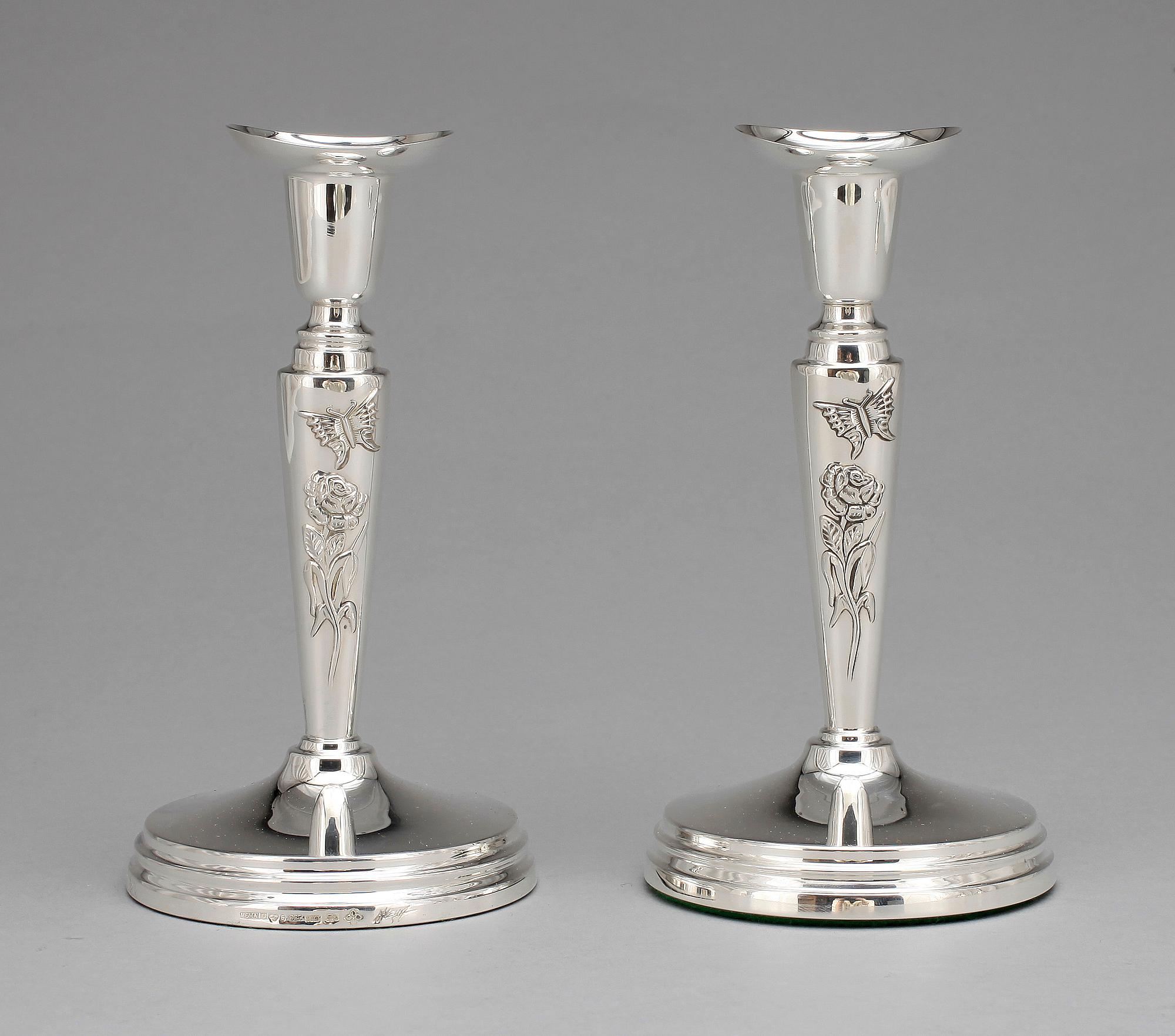 LJUSSTAKAR, ett par, sterling silver, Meya Lerible, MEMA, Linköping 1997.