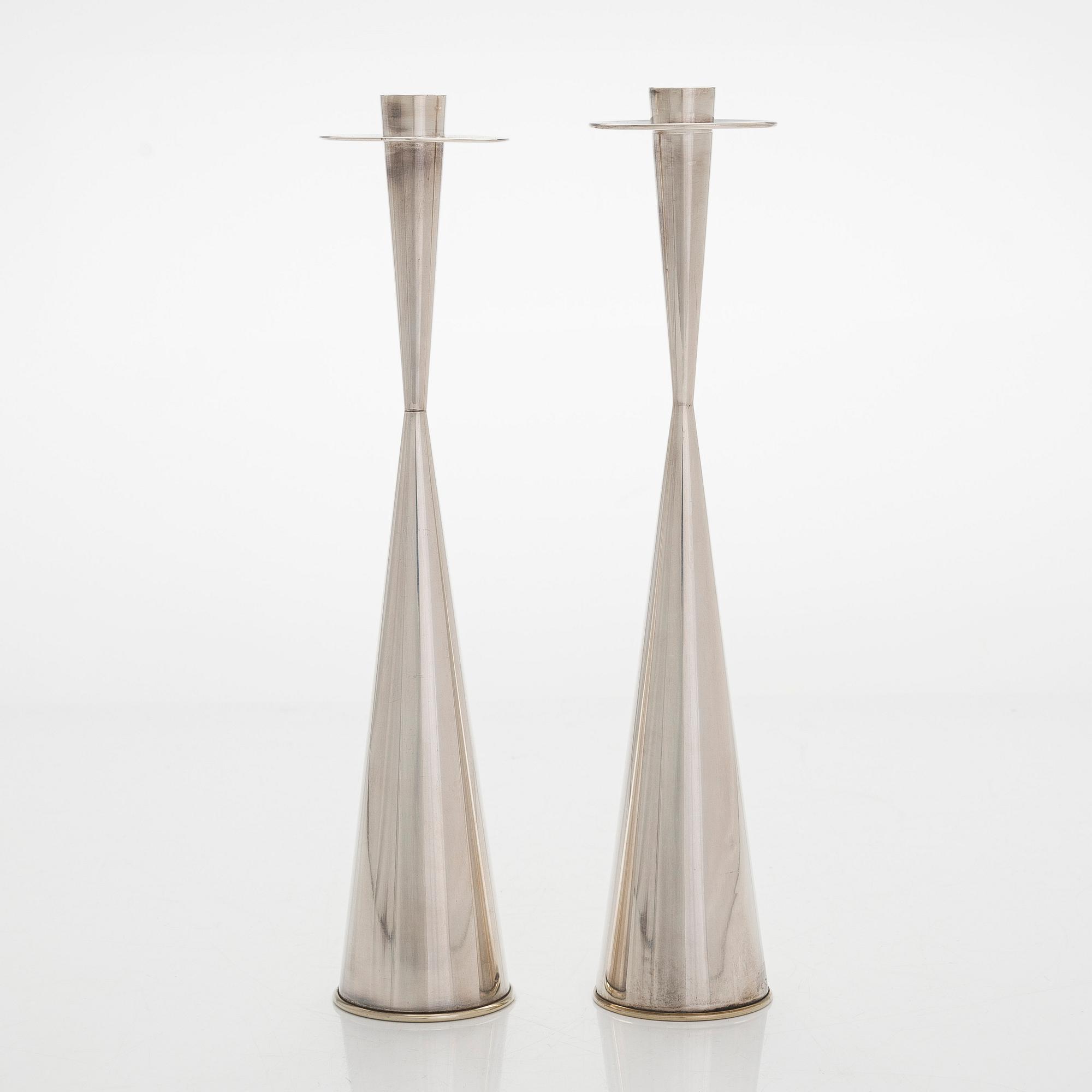Tapio Wirkkala, Two silver candlesticks, TW 189, Kultakeskus, Hämeenlinna 1961 and 1964.
