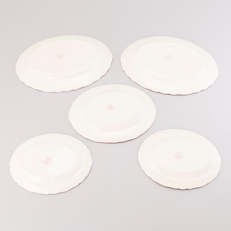 MATSERVIS, 157 delar, flintgods, "Bengali, röd", Rörstrand, 1940-tal.