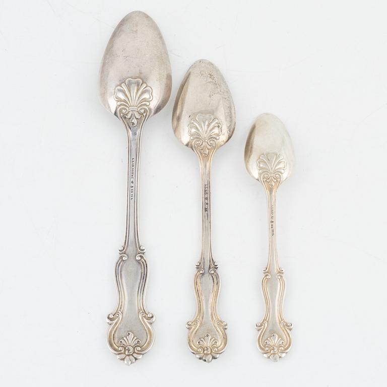 A set of 16 silver spoons, bearing the mark of L. Larson & Co, Gothenburg, 1856-58.