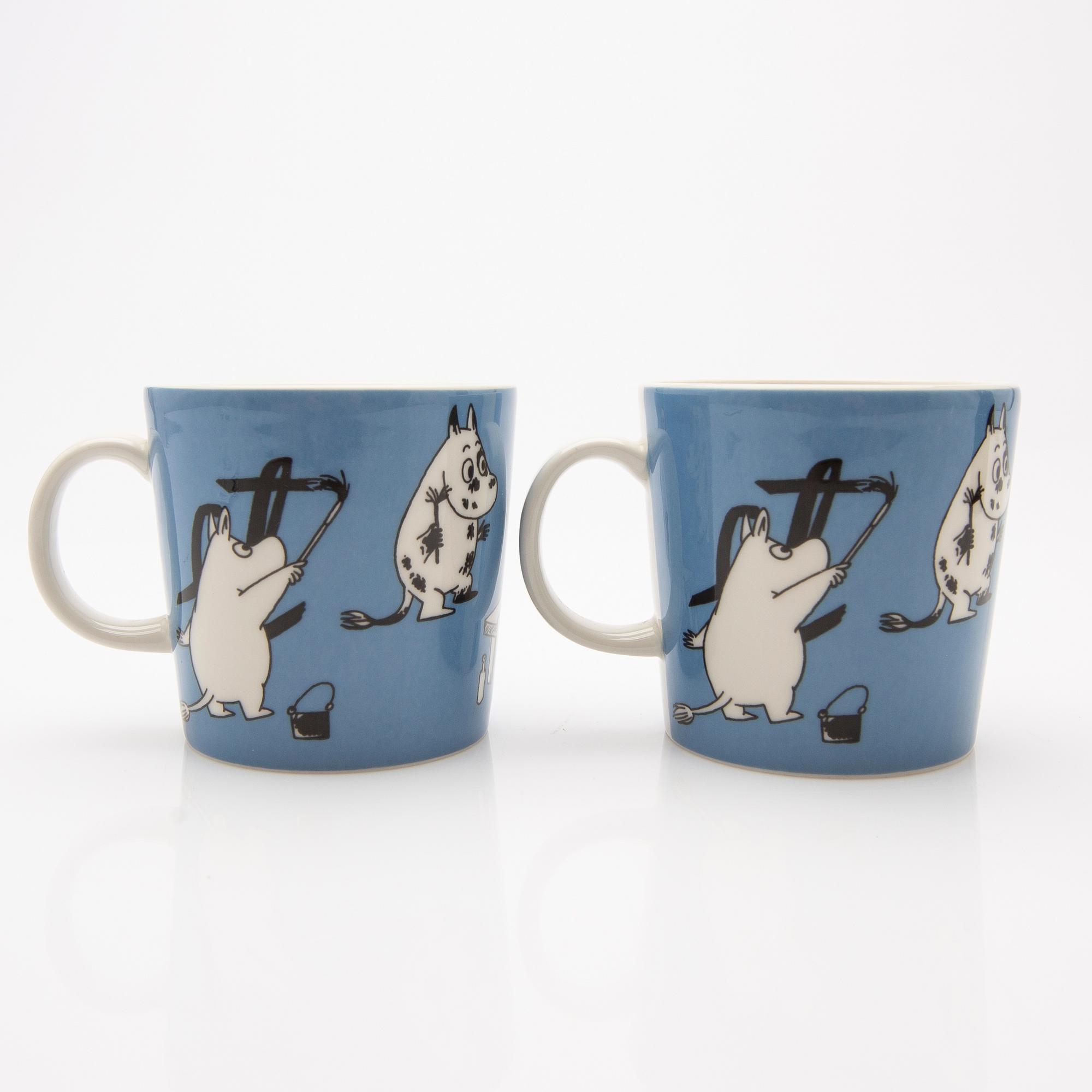 Moomin mugs, a pair, porcelain, Arabia, Finland 1990-96.