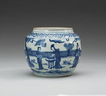 A blue and white jar, Ming dynasty, 17th Century.