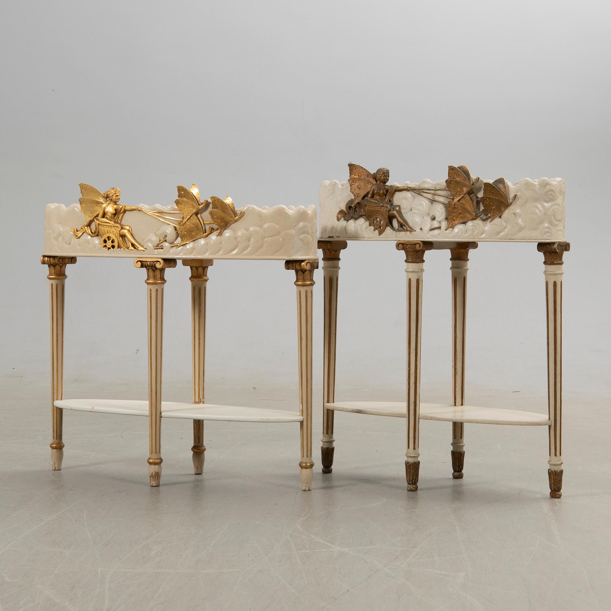 Blombord, 2 st, K. A. Hultén, 1950-tal.