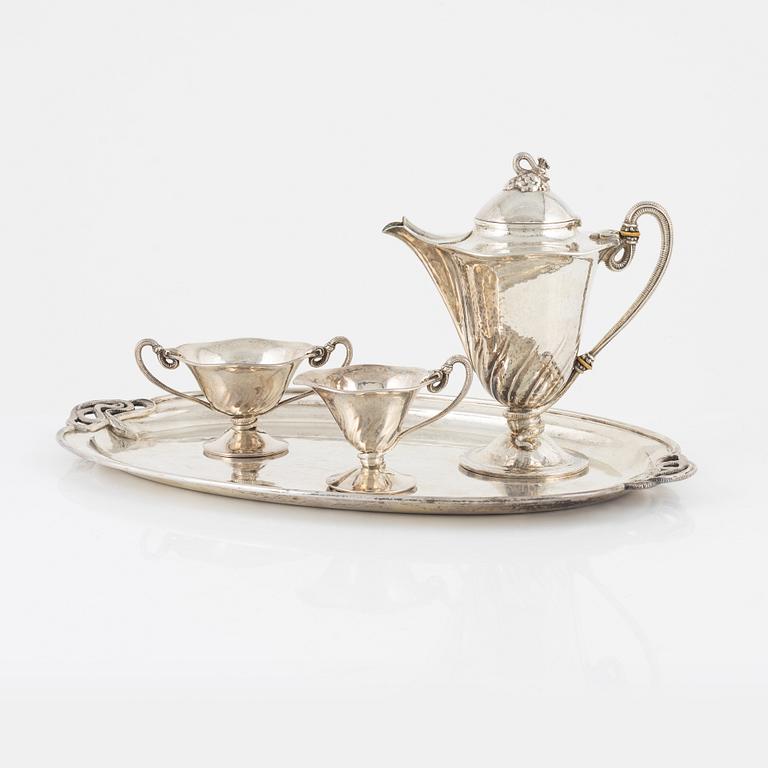 A Swedish Art deco silver four piece coffee-set, marks of K. Andersson, Stockholm 1920.