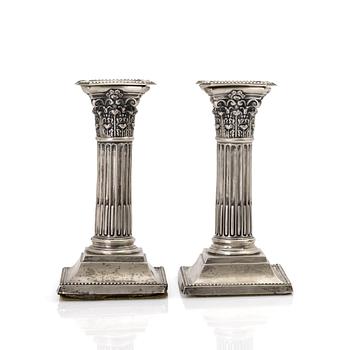 Candlesticks, a pair, silver, Birmingham, England, first half of the 20th century.