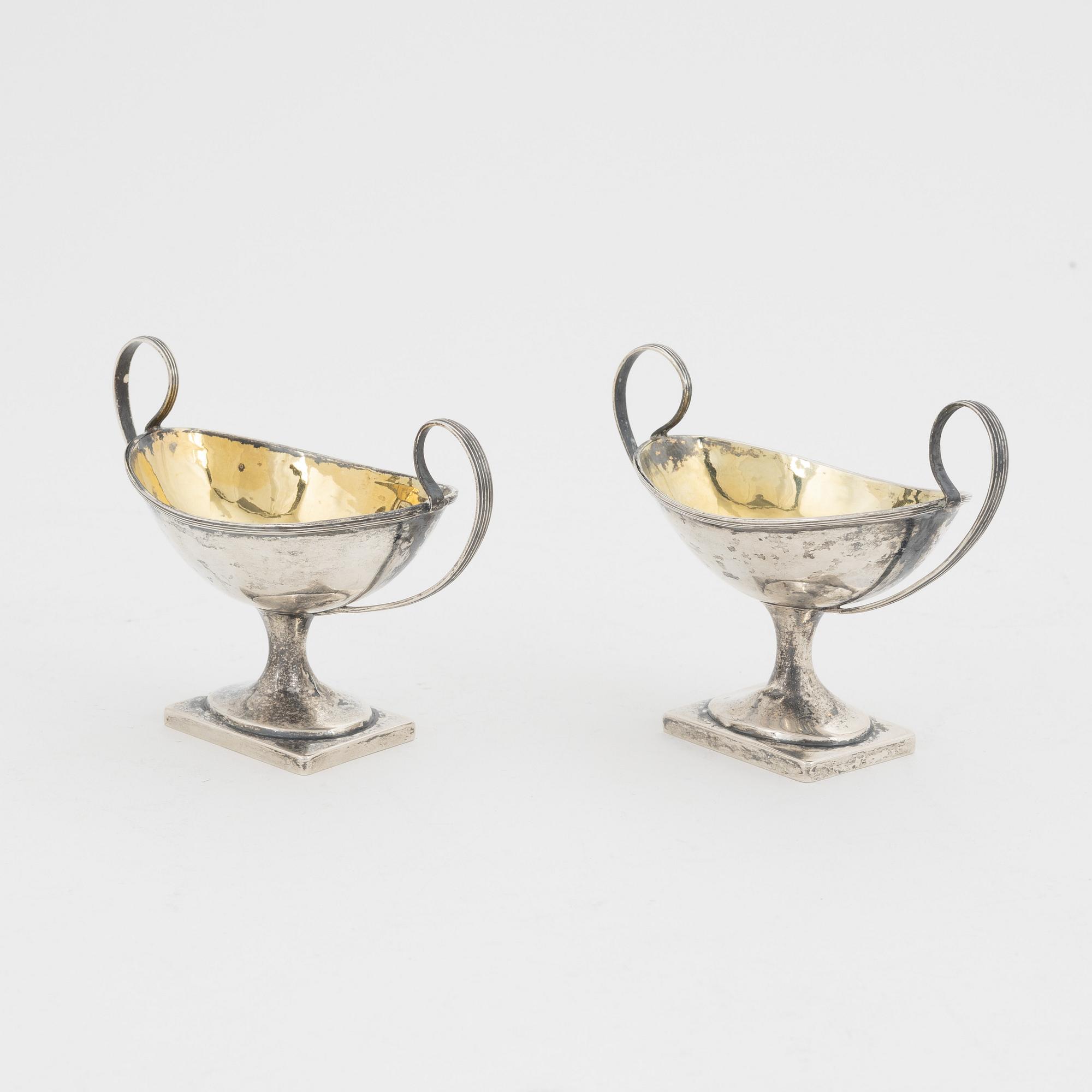 A pair of Swedish Parcel-Gilt Silver Salt Cellars, mark of Olof Hellbom,  Stockholm 1816.
