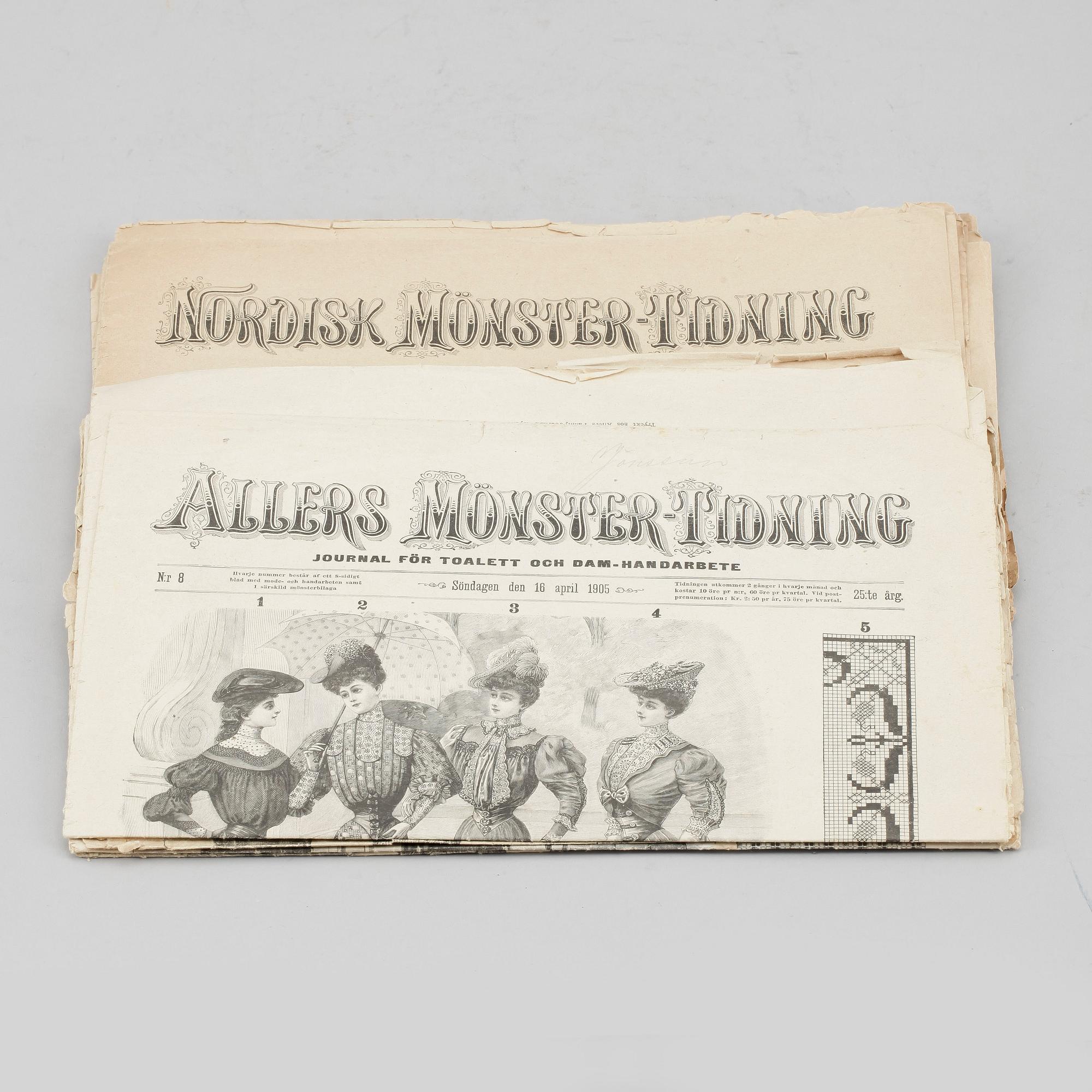 ALLERS MÖNSTERTIDNING samt NORDISK MÖNSTERTIDNING, 13 st. 1800-talets slut, samt 1900-talets början.