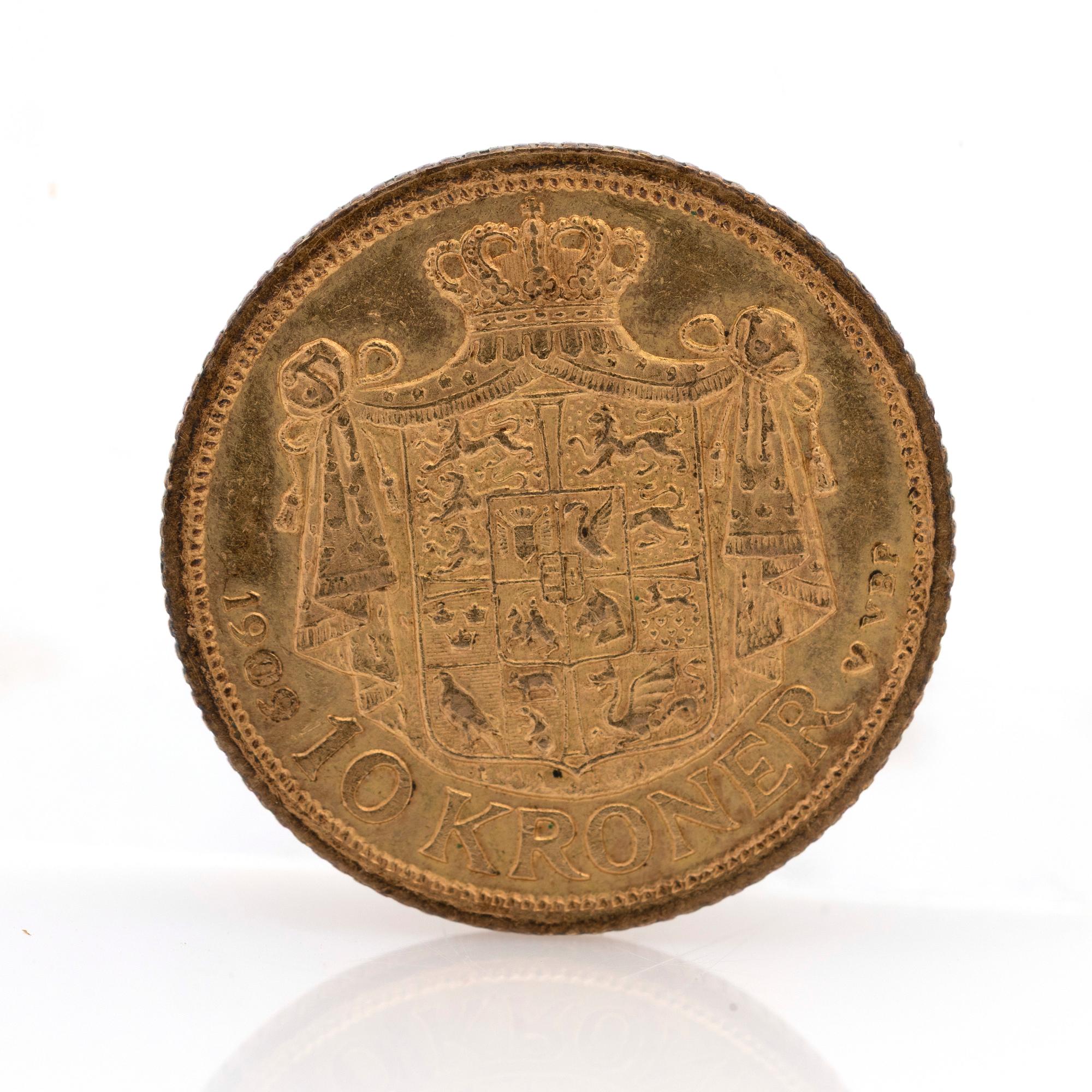 Gold coin, Frederik VIII, Denmark, 1909.