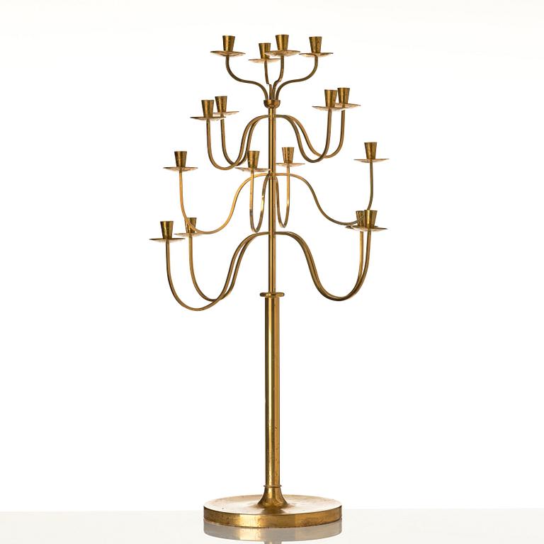 Josef Frank, a brass candelabrum for 16 lights by Svenskt Tenn, Sweden 1940-1950s.