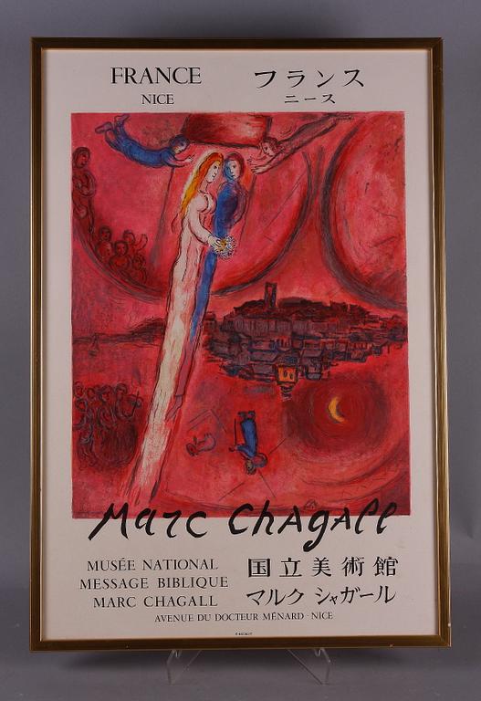 MARC CHAGALL, efter, utställningsaffisch, Mourlot, Frankrike.